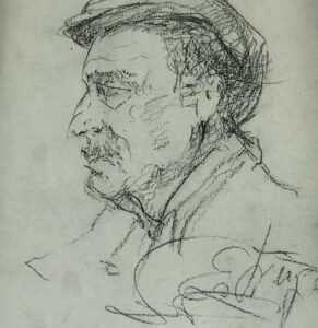 RETRATO DE ANCIANO. CARBONCILLO SOBRE PAPEL. FIRMADO. ESPAÑA. 1894(?)